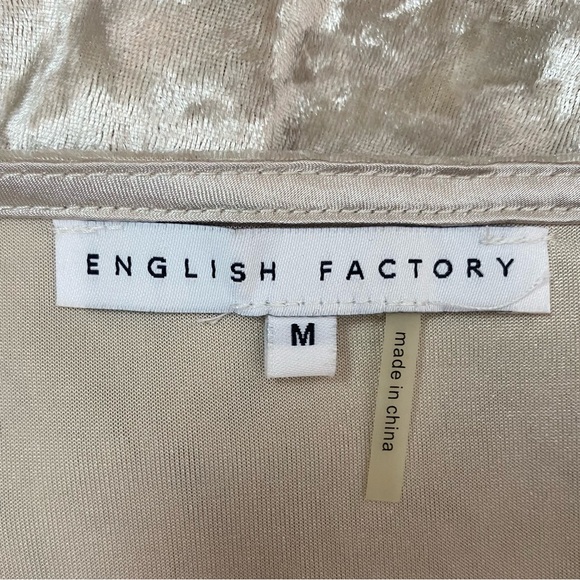 English Factory Velvet Slip Mini Dress Champagne Size Medium - Picture 4 of 5